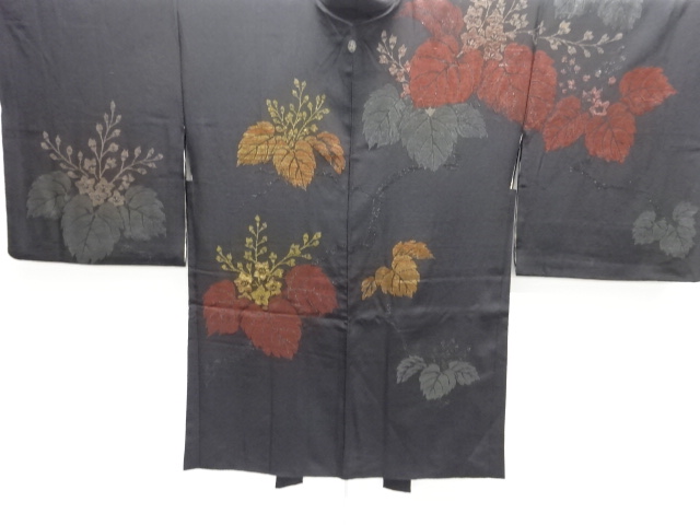 JAPANESE ANTIQUE HAORI / TAISHO ROMAN STYLE / SILK / WOVEN PAULOWNIA